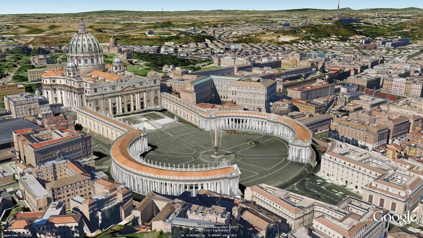 Detalle de la ciudad de Roma en Google Earth