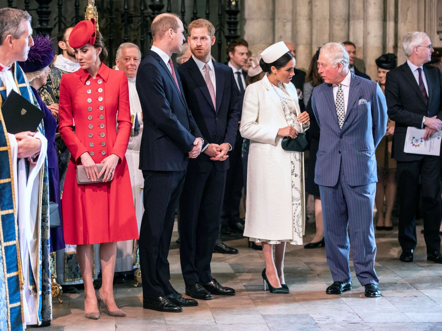 La familia real, en la misa por el Día de la Commonwealth en 2019. (Reuters)