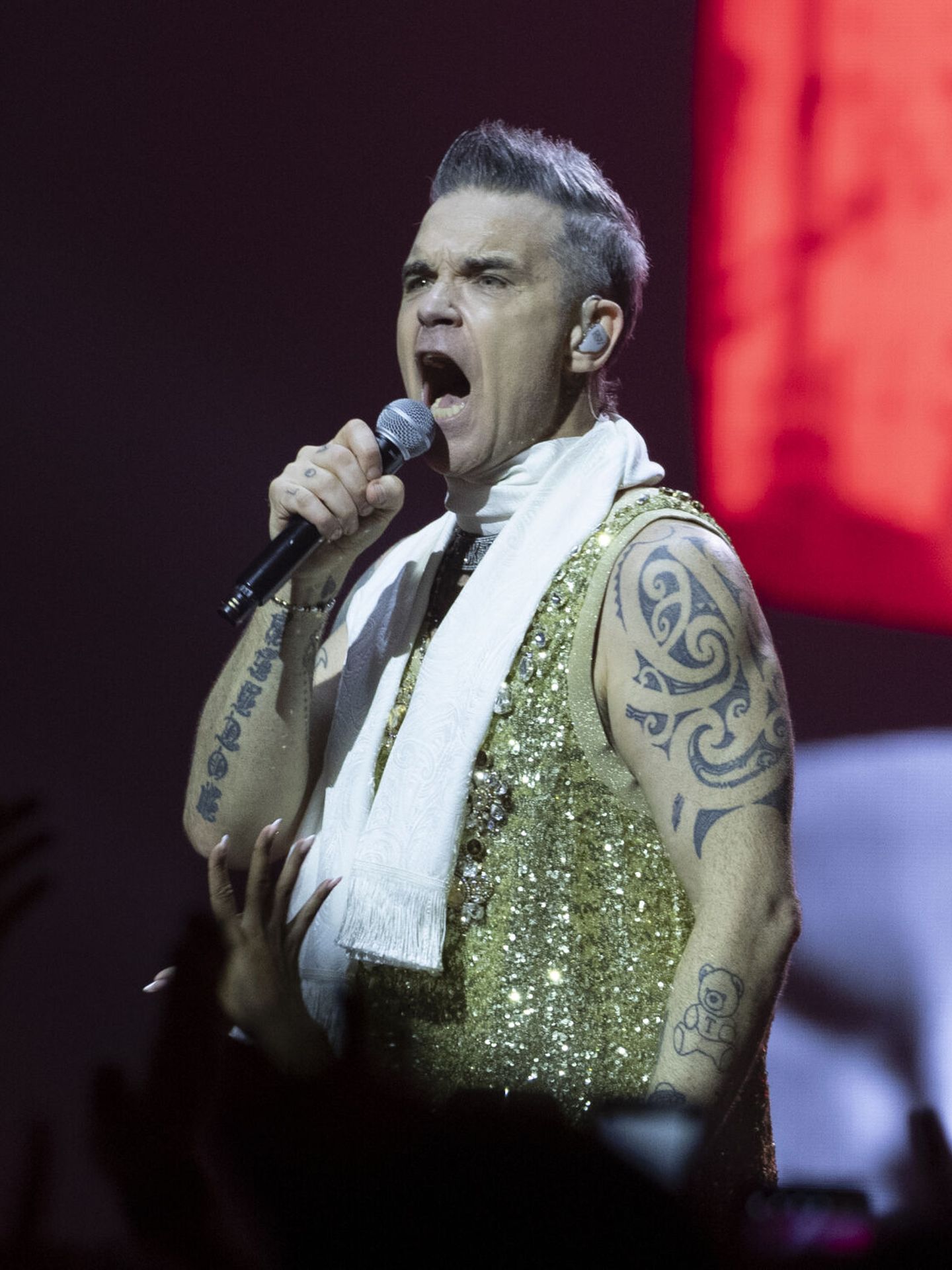 Robbie Williams actuando en el Palau Sant Jordi. (EFE/Marta Pérez)
