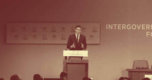 Foto: Pedro Sánchez, este 10 de diciembre, durante su intervención ante la cumbre mundial de la ONU sobre migraciones en Marrakech. (EFE)
