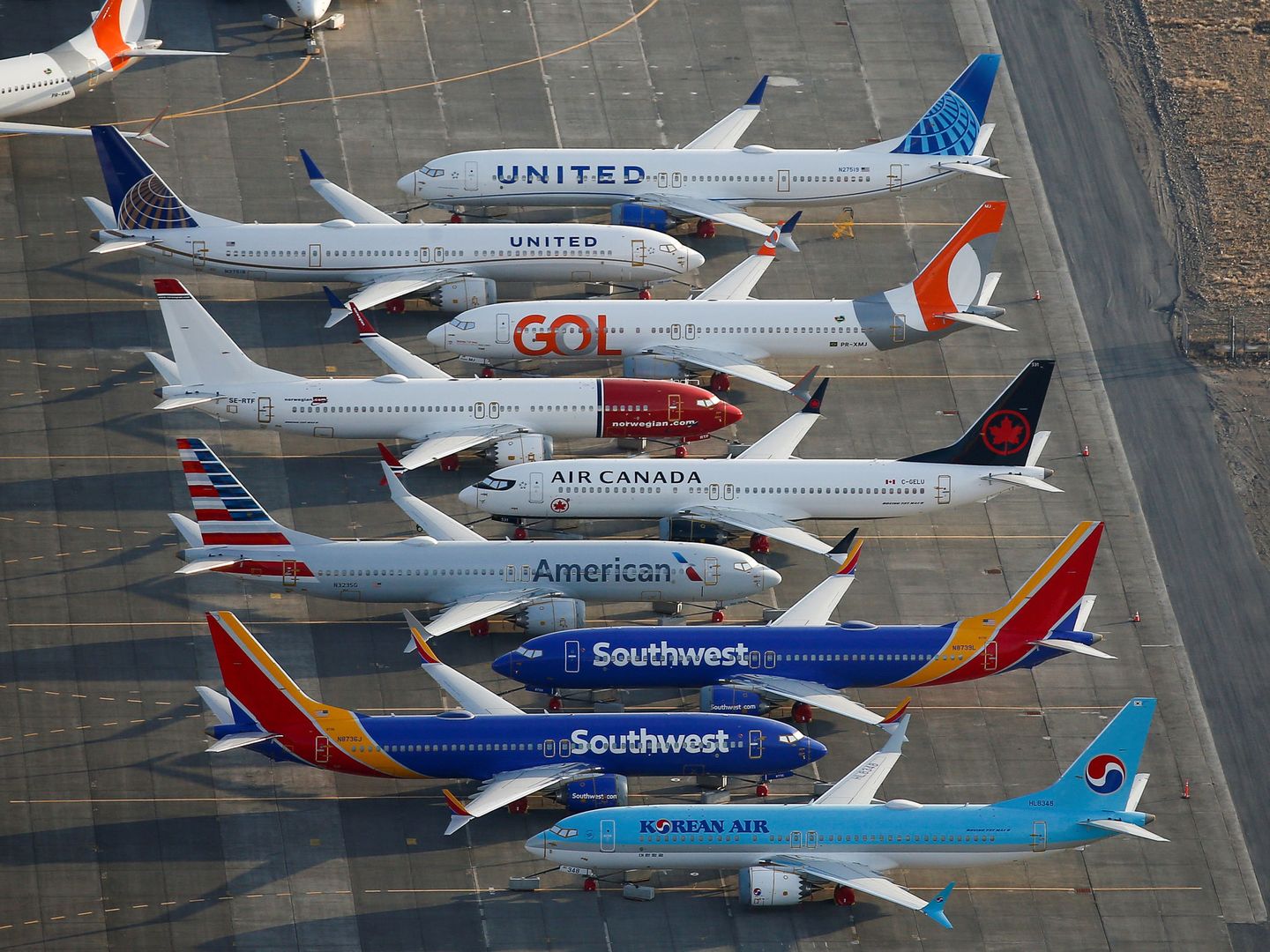 Varios Boeing 737 MAX de diversas compañías. (Reuters)