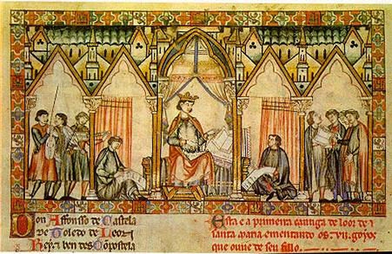 'Las siete partidas', con Alfonso X dictando.