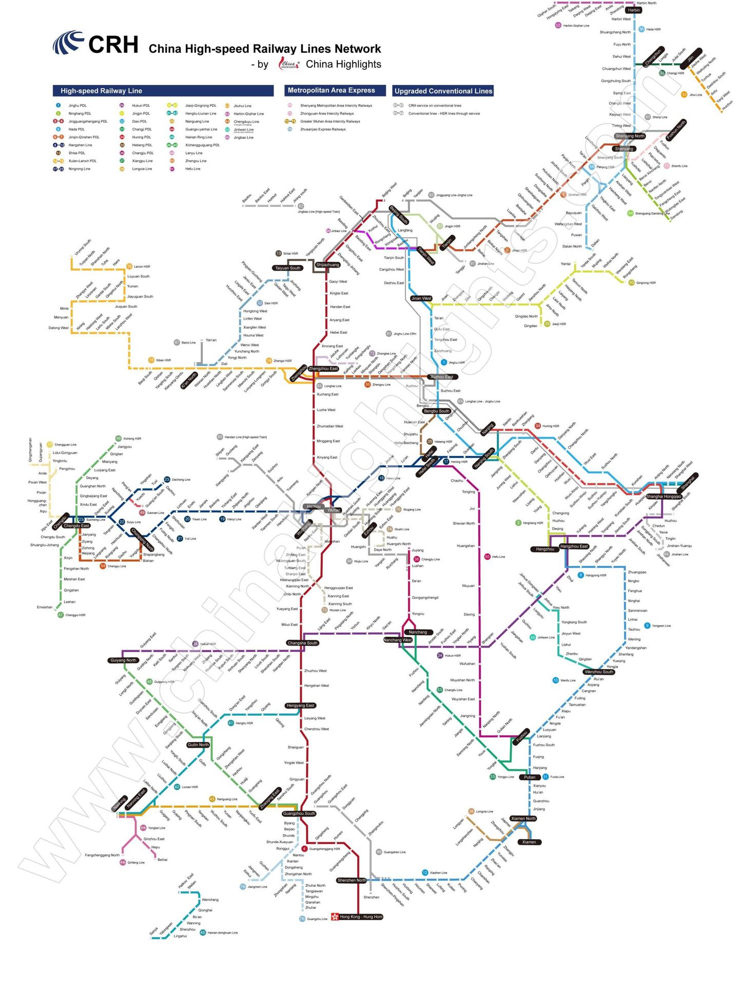 Mapa de trenes de China