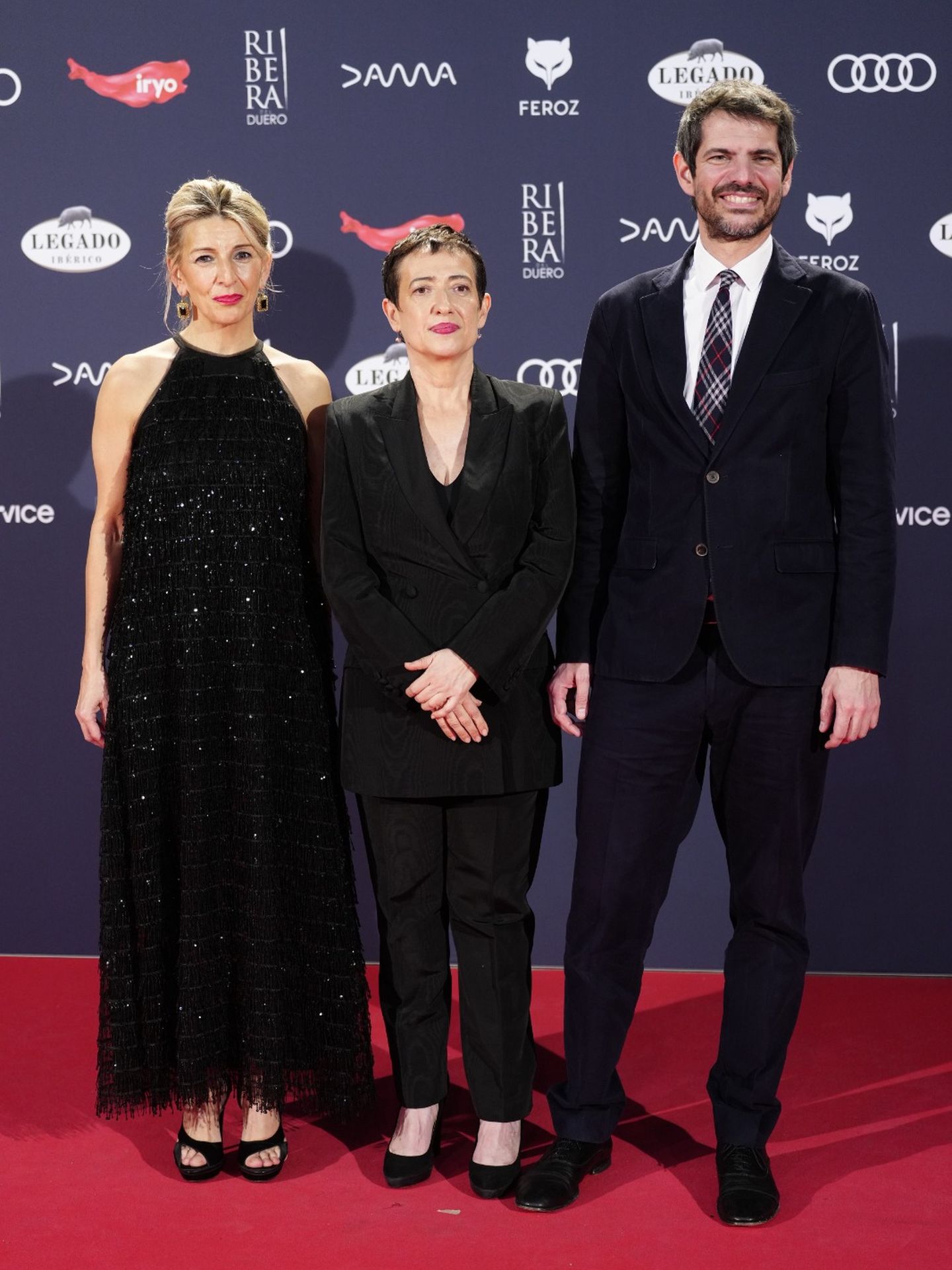 olanda Díaz, María Guerra y Urtasun en la alfombra roja de los Premios Feroz 2024. Limited Pictures.