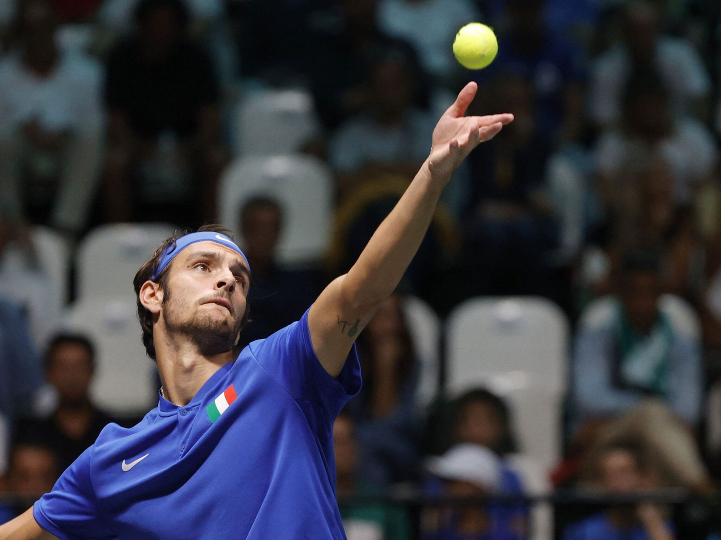Lorenzo Musetti, durante la reciente Copa Davis (REUTERS/Ciro De Luca)