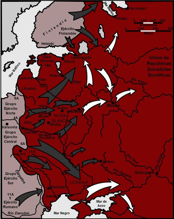 Mapa de la Operación Barbarroja