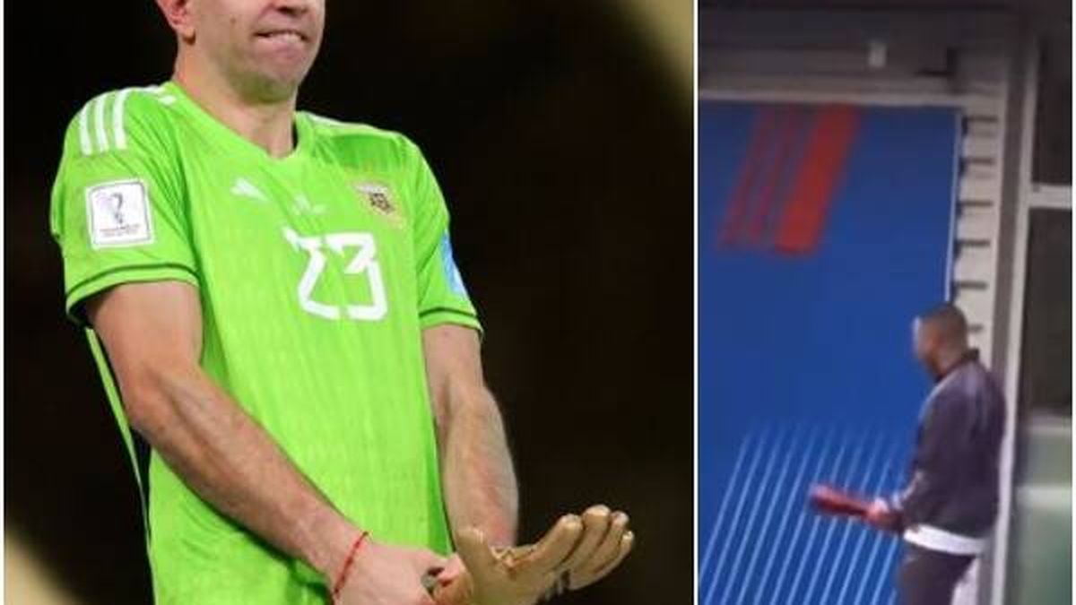 Mbappé, pillado 'in fraganti' imitando el gesto obsceno del Dibu Martínez en el Mundial