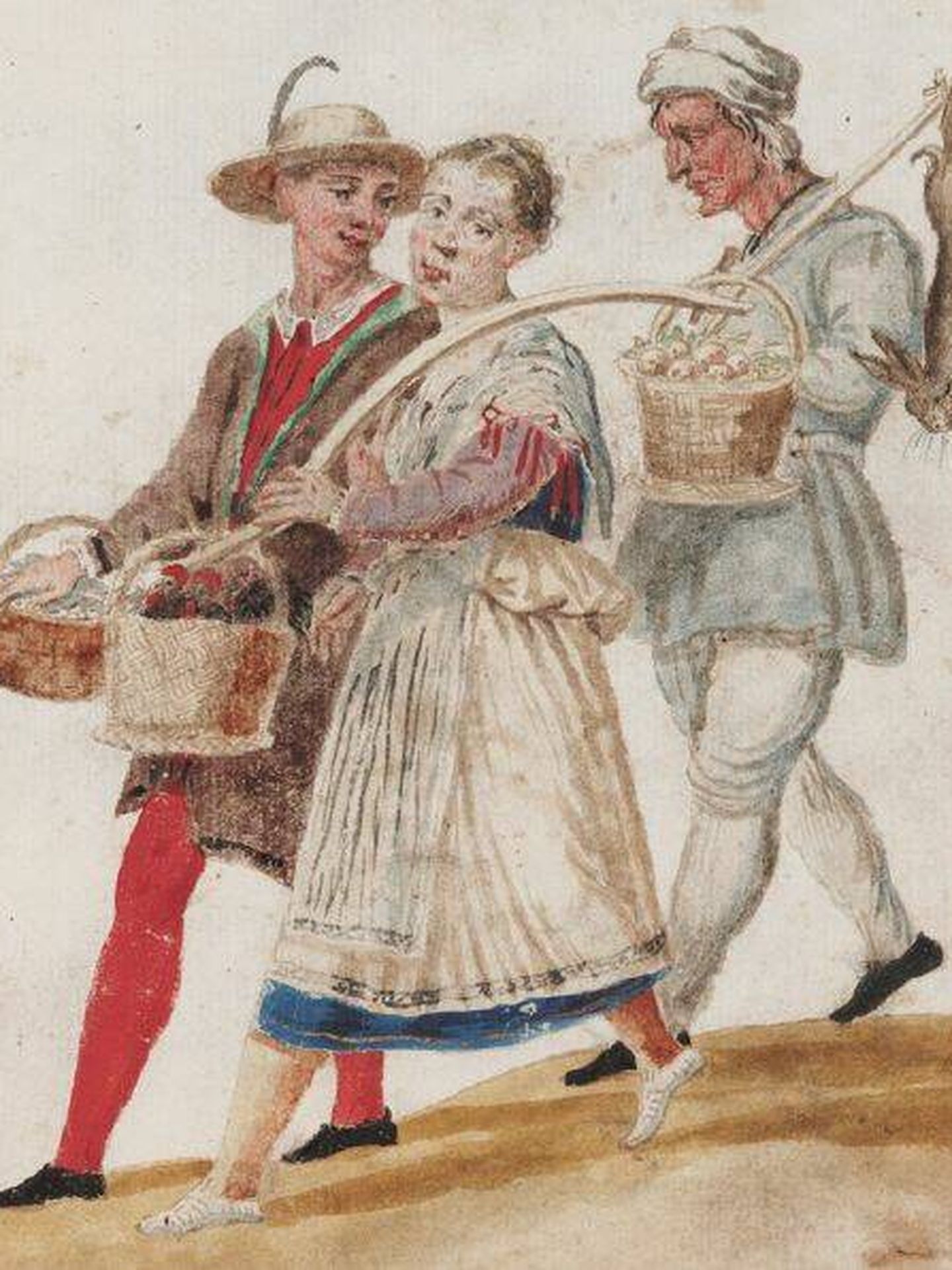 'Mujeres de camino al mercado' (de 'Mores Italiae', 1575).