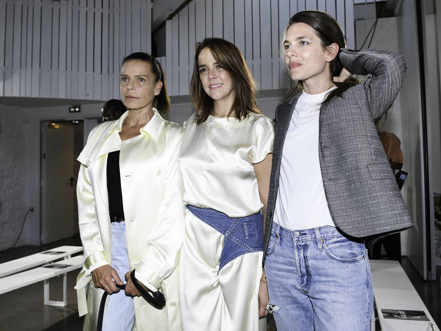 Pauline Ducruet, junto a Estefanía y Carlota de Mónaco, durante el lanzamiento de su marca. (Getty)