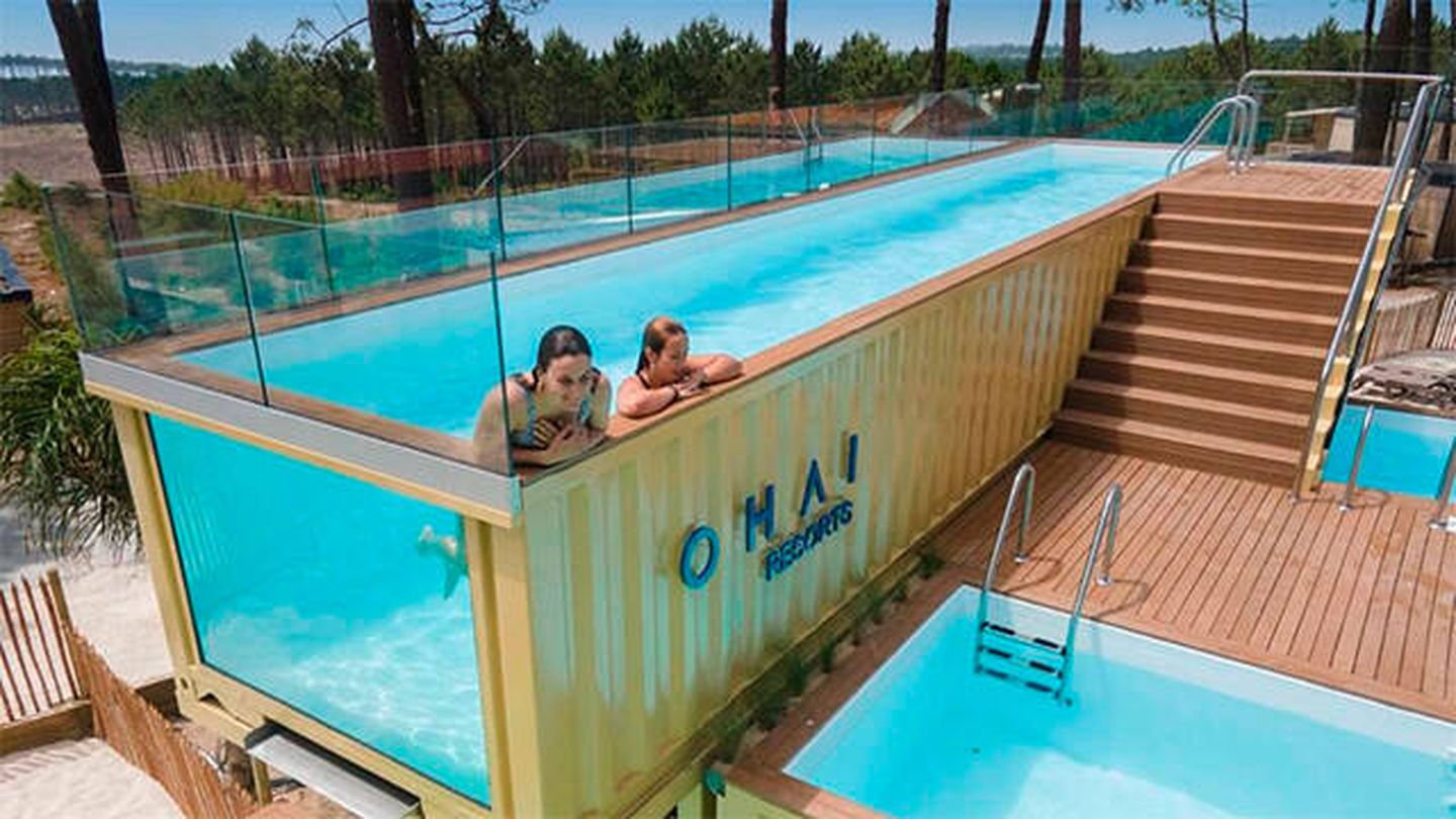 Uno de los cinco contenedores de los que está formada la piscina más grande de Europa (Ohai Nazaré)