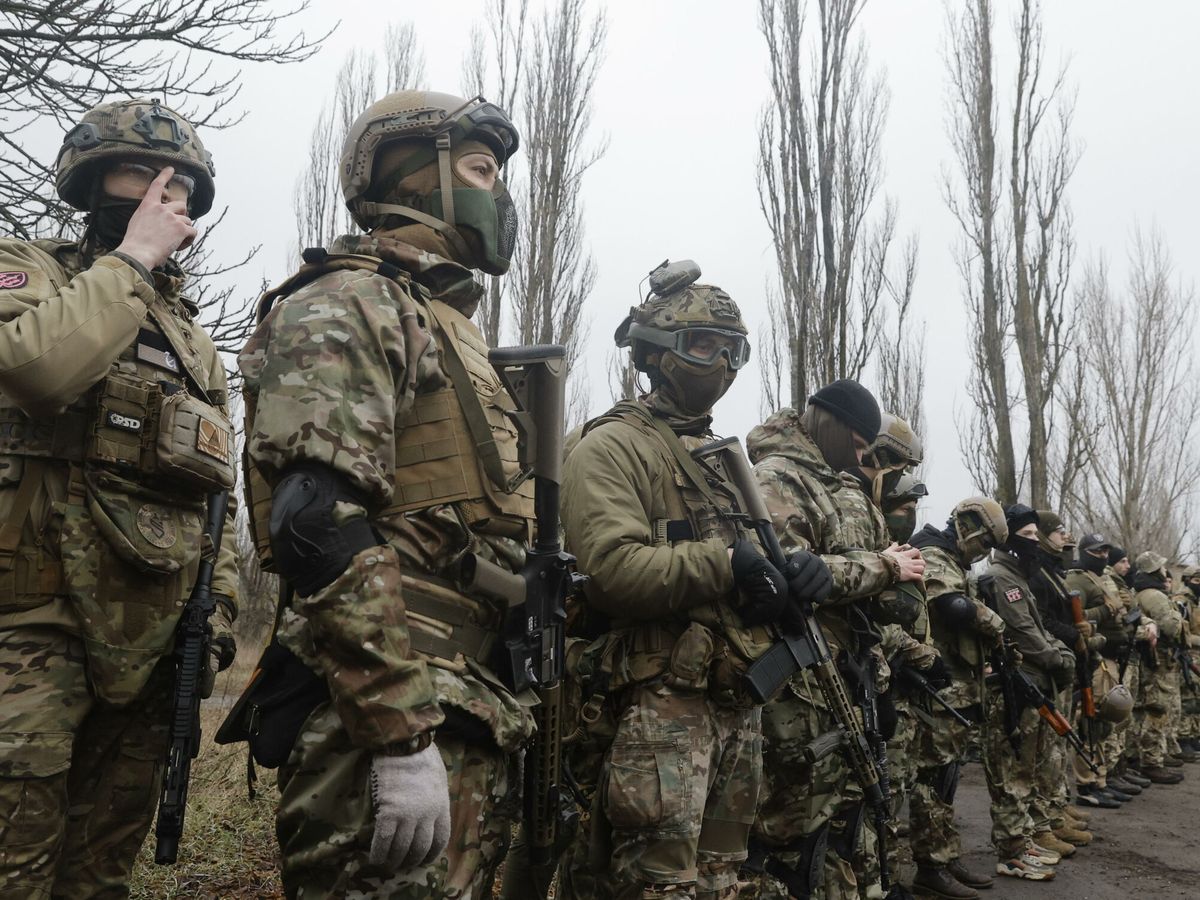 Foto: Entrenamiento militar en Kiev, el 17 de febrero de 2024. (EFE/Sergey Dolzhenko)