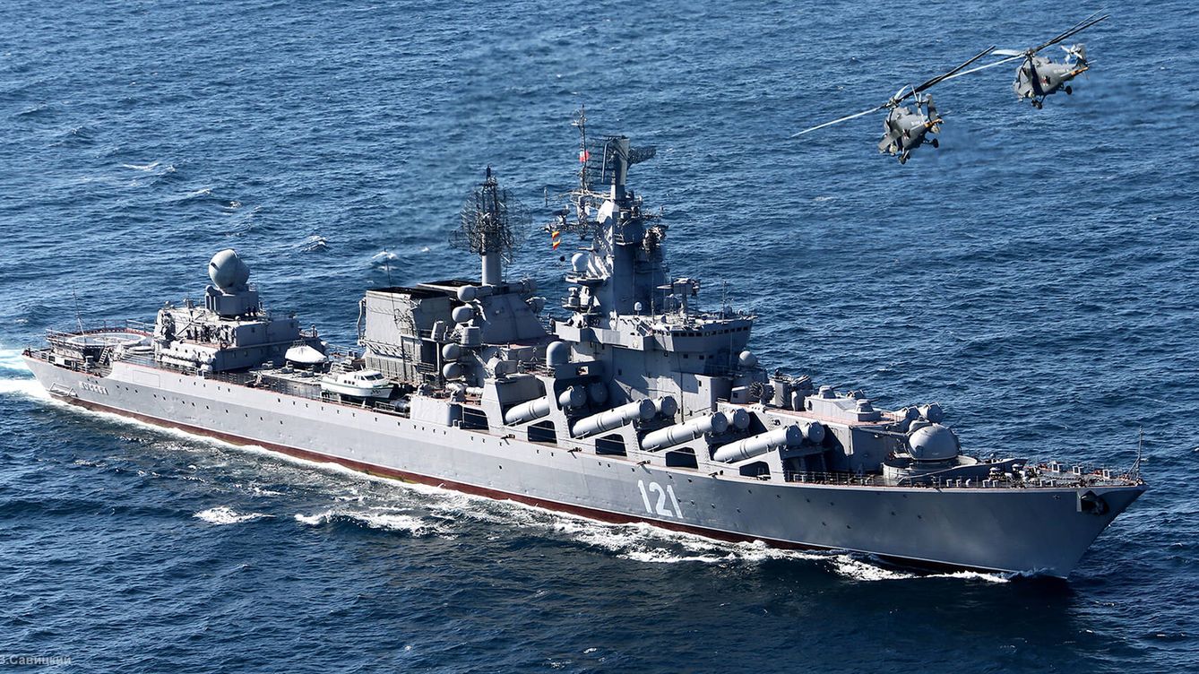 Foto: Crucero ruso Moskva, buque insignia de la flota del mar Negro. (Mil.ru)
