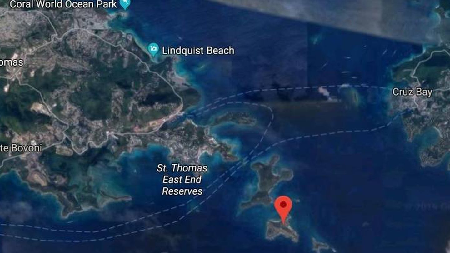 Ubicación de Little Saint James, al este de Saint Thomas. (Google Maps)