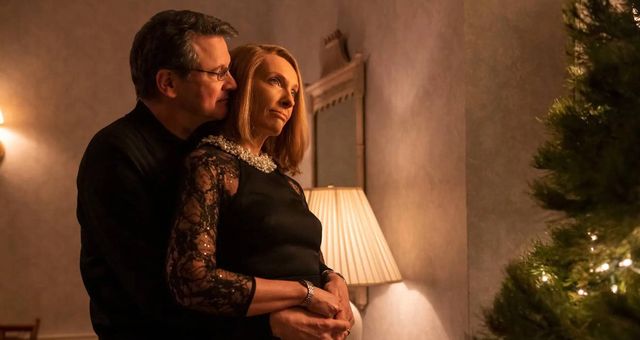 Colin Firth y Toni Collette, en 'The Staircase'. (HBO Max)