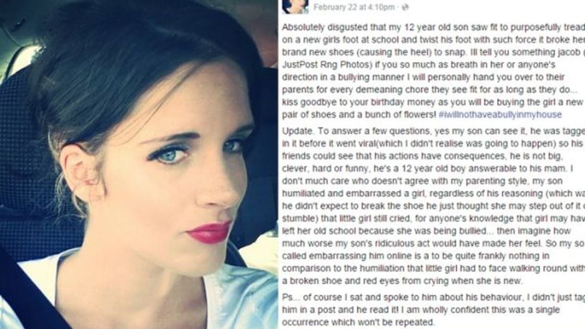 Una madre avergüenza a su hijo en Facebook por hacer 'bullying' a una chica 