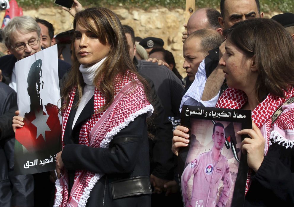Foto: Rania durante la manifestación celebrada este viernes (Gtres)