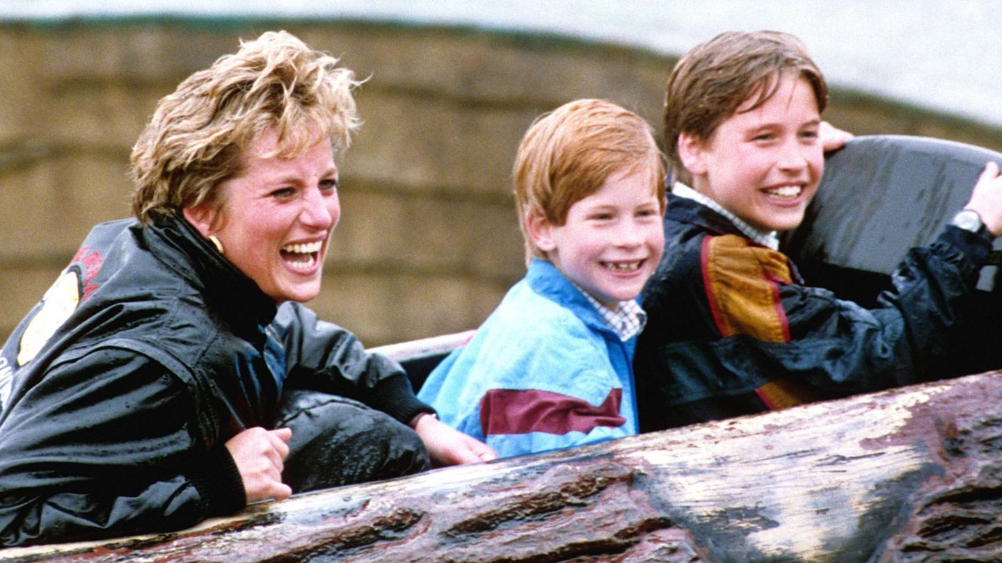 Diana, Guillermo y Harry, en una visita al Thorpe Park. (Gtres)