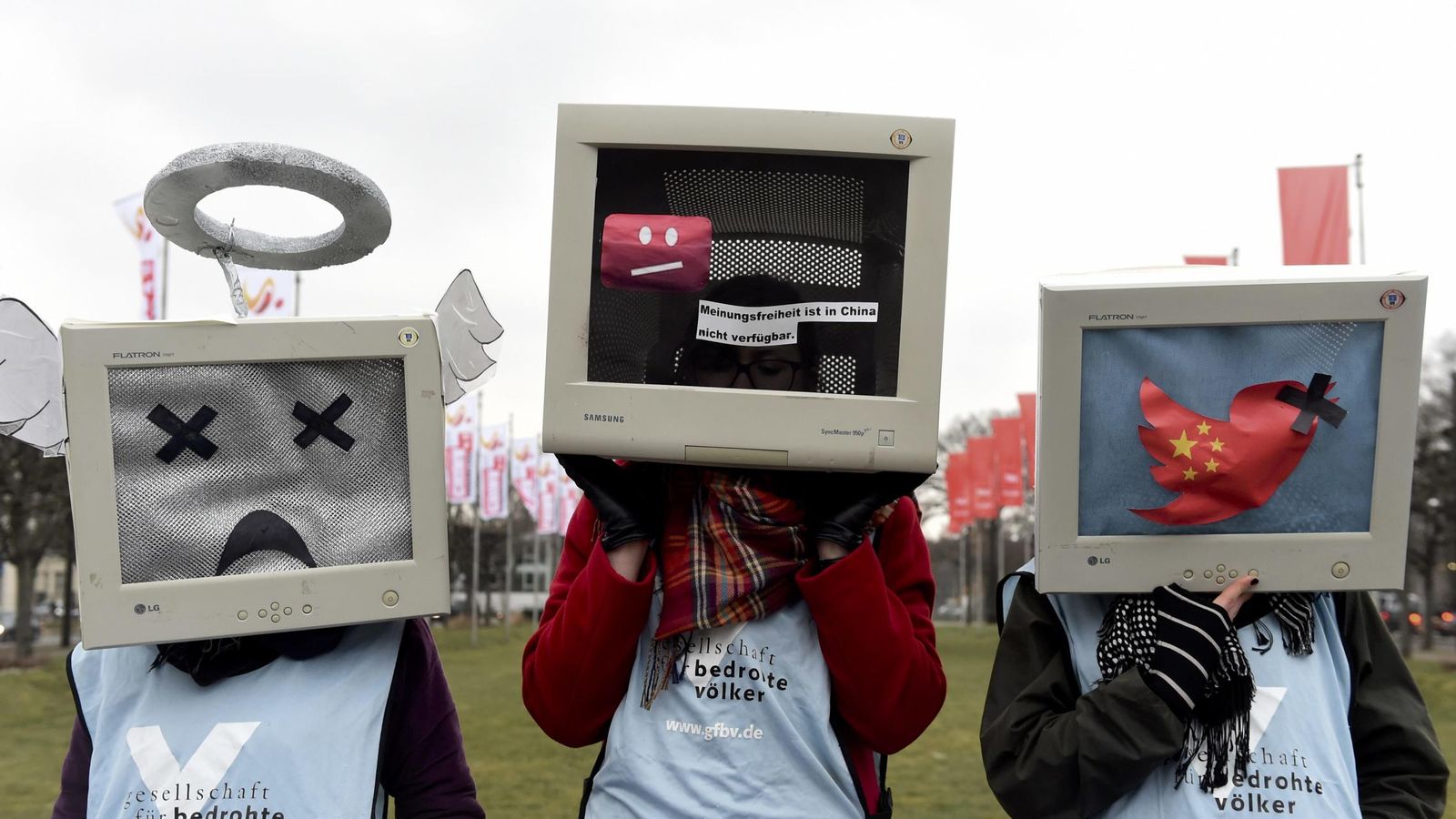 Foto: Una protesta contra la censura china en Hanóver. (Reuters)