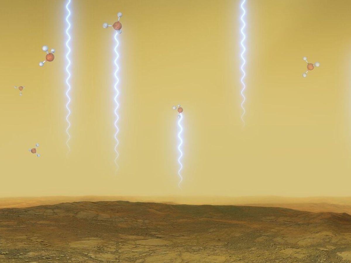 Foto: Ilustración que representa la superficie de Venus y las partículas de fosfina suspendidas en su atmósfera. (Reuters)