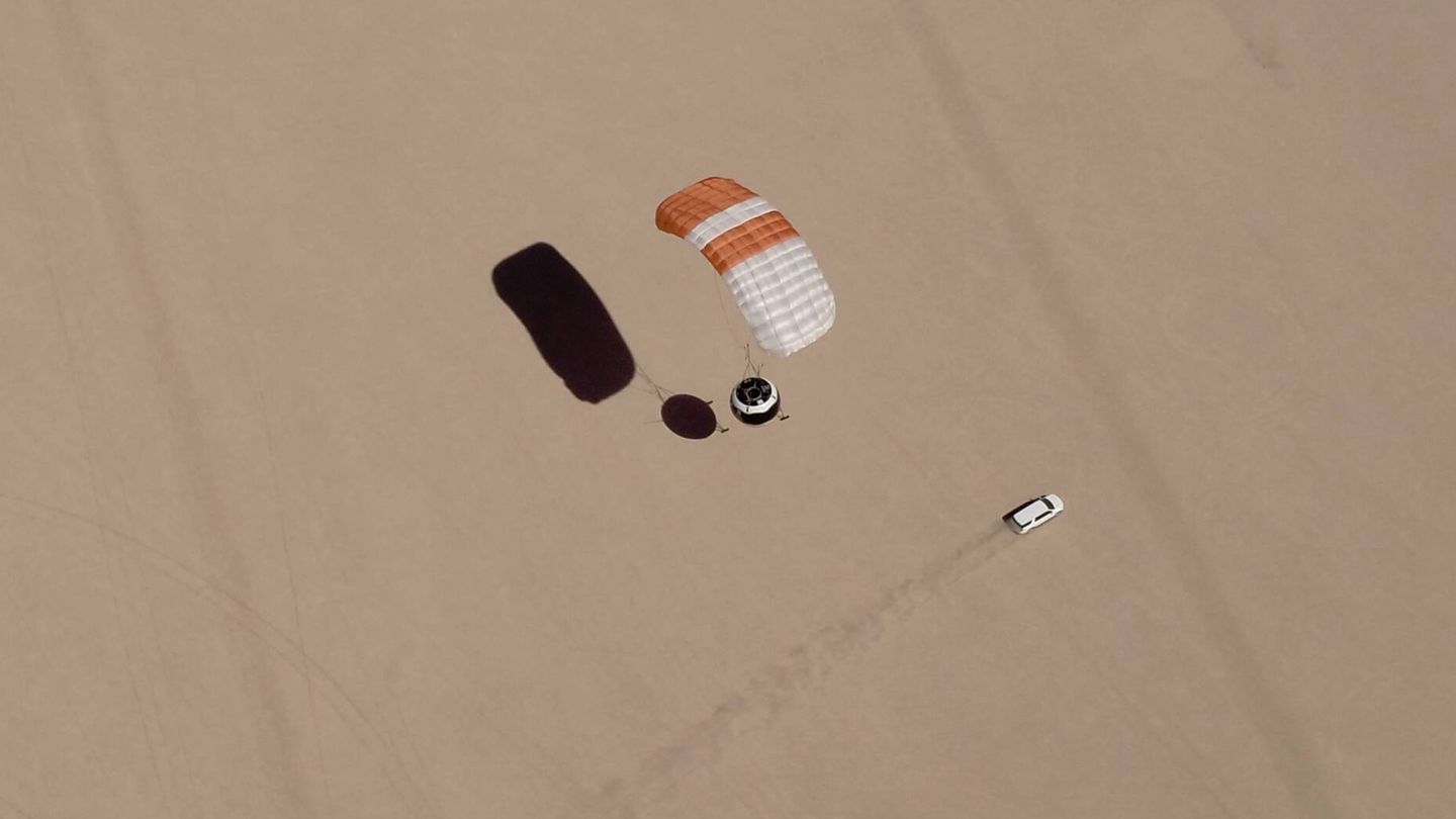 Aterrizaje de un vuelo de prueba de HALO Space en un desierto. (HALO Space)