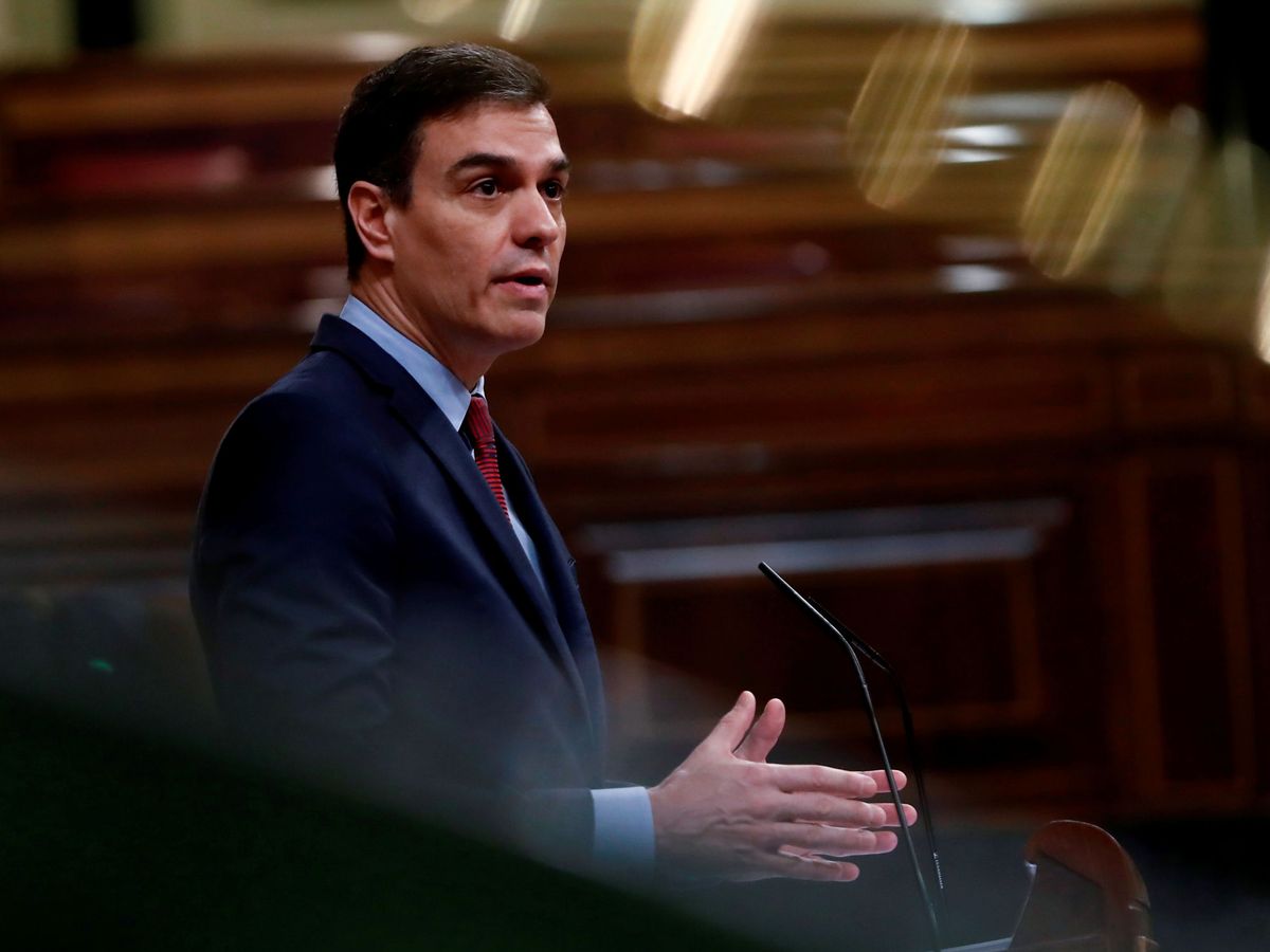 Foto: Pedro Sánchez, este 9 de abril durante su intervención en el Congreso por la segunda prórroga del estado de alarma. (Reuters)
