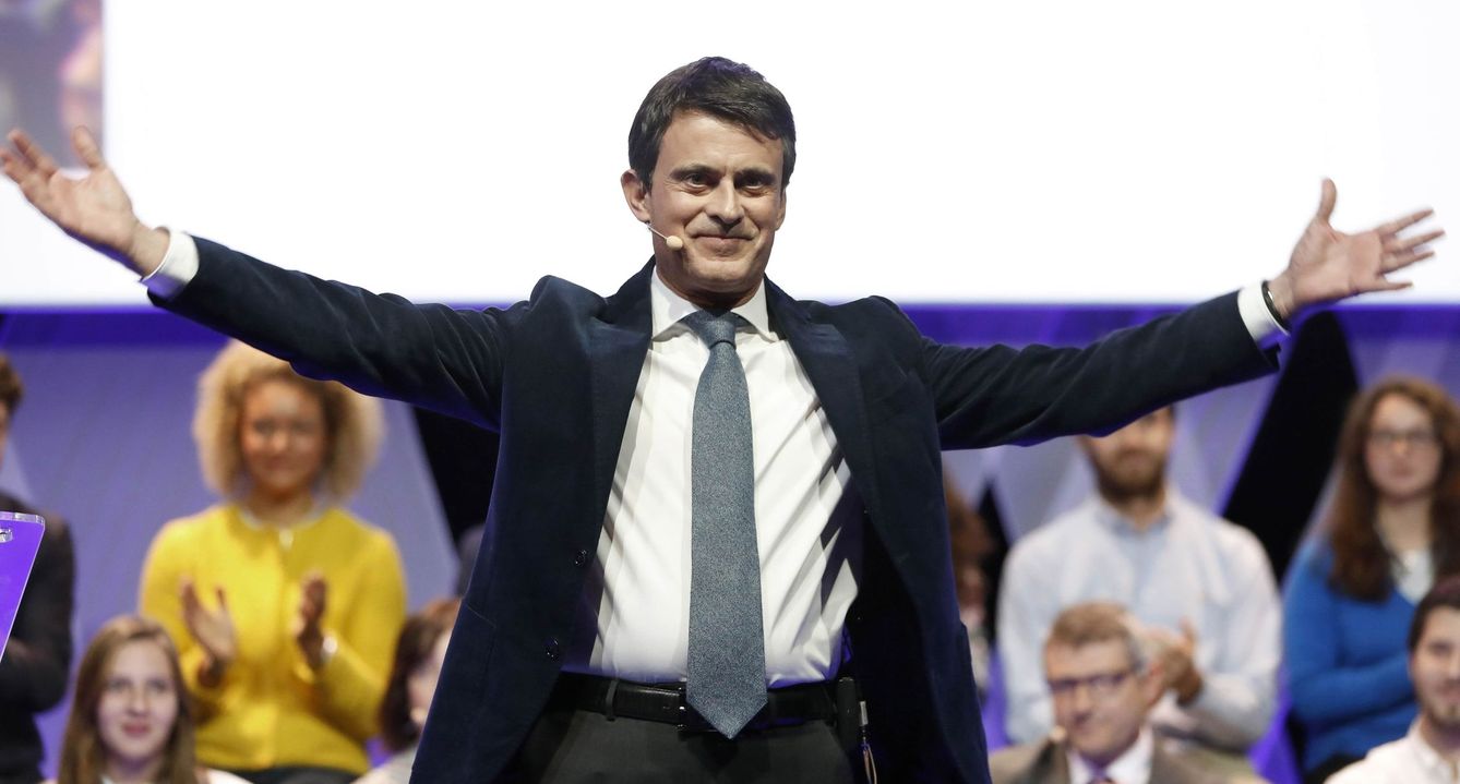 El candidato a la alcaldía de Barcelona y ex primer ministro francés, Manuel Valls, en el acto de presentación de su campaña. (EFE)