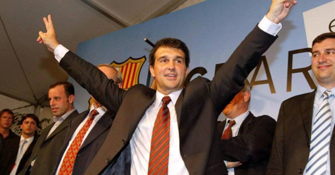 Laporta y Rosell, tras la victoria en las elecciones de 2003. (EFE)