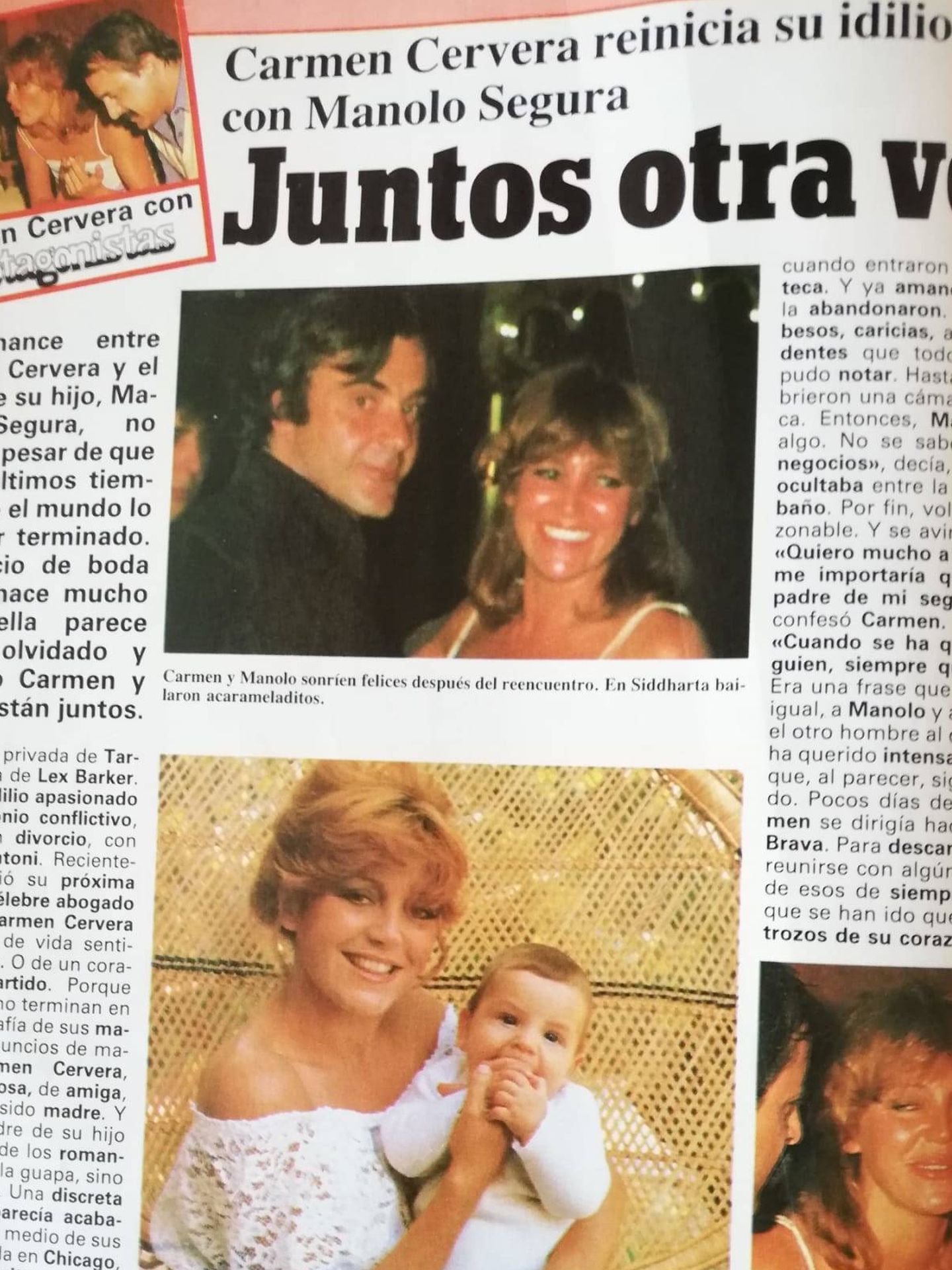 Publicación del romance entre Segura y Tita Cervera en la desaparecida revista 'Tiempo'.