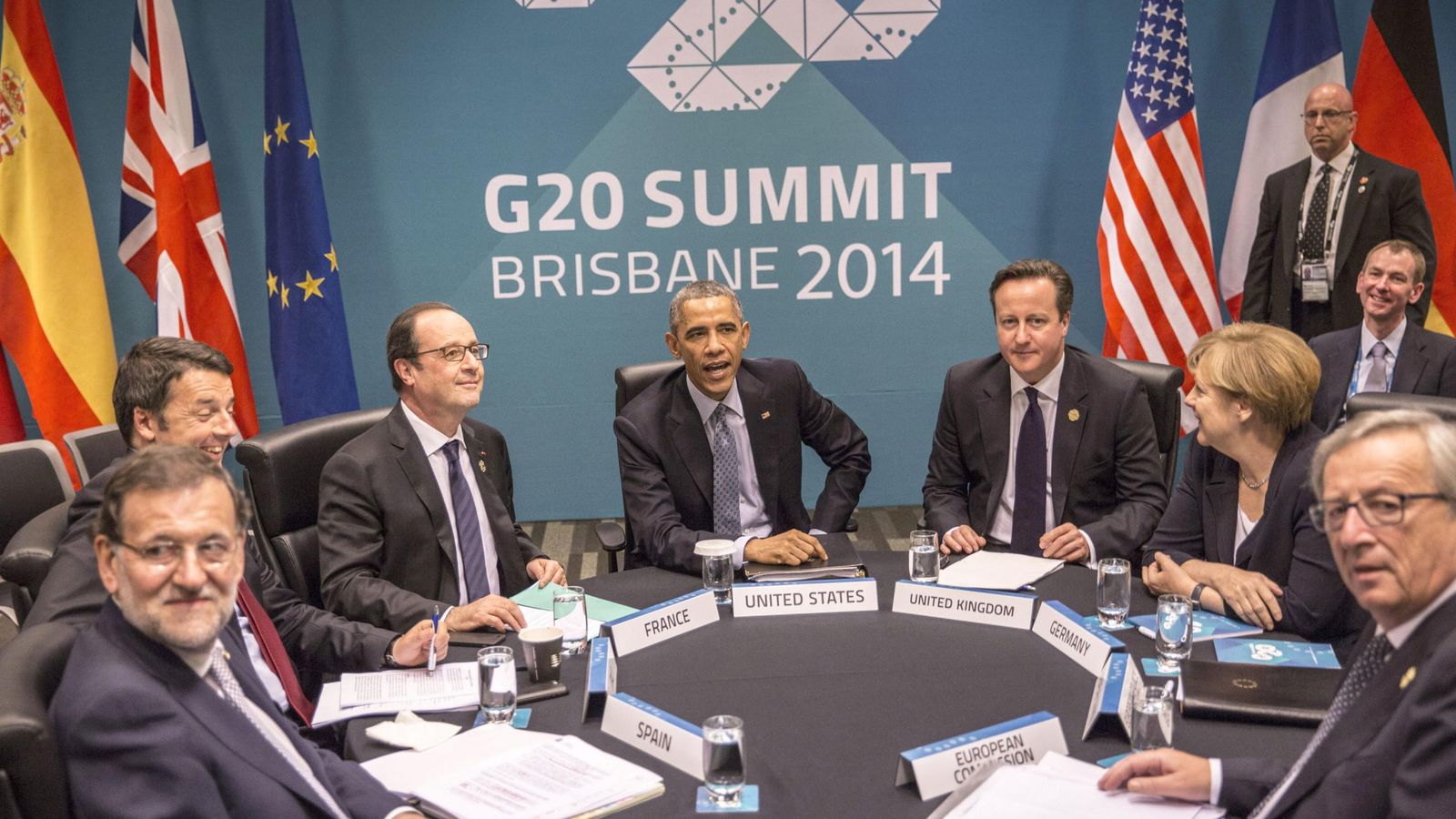 Foto: Imagen de archivo de una reunión entre Rajoy, Cameron, Obama, Merkel, Renzi y Juncker. (Reuters)