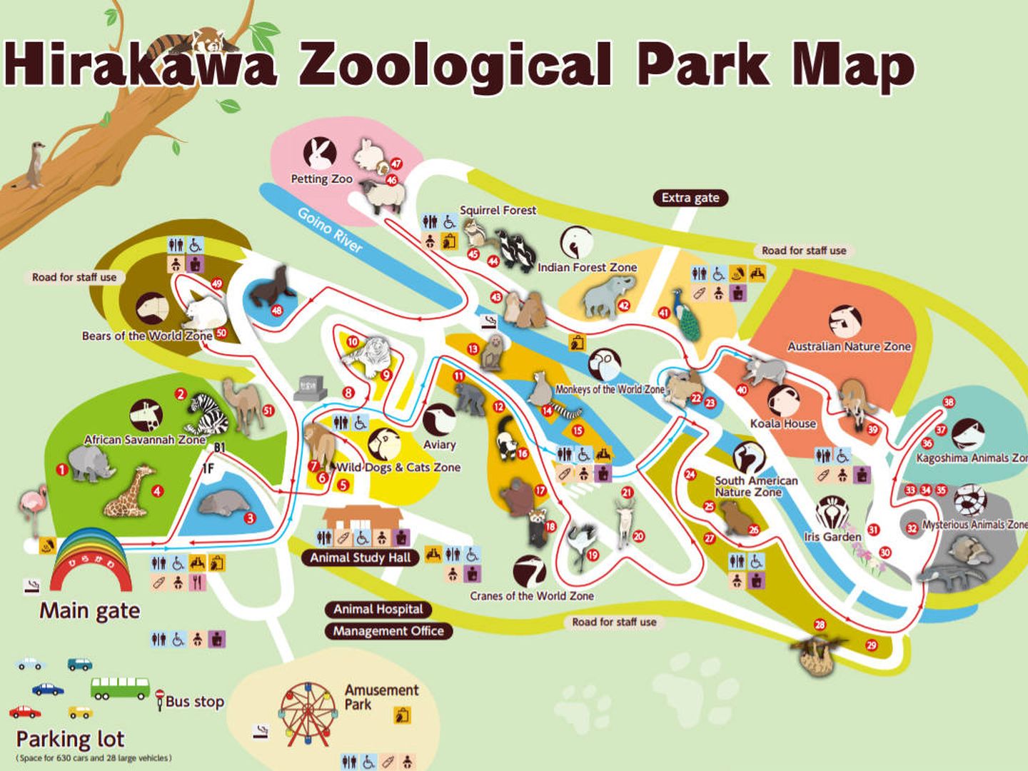 Mapa del Hirakawa Zoological Park donde sucedió la tragedia