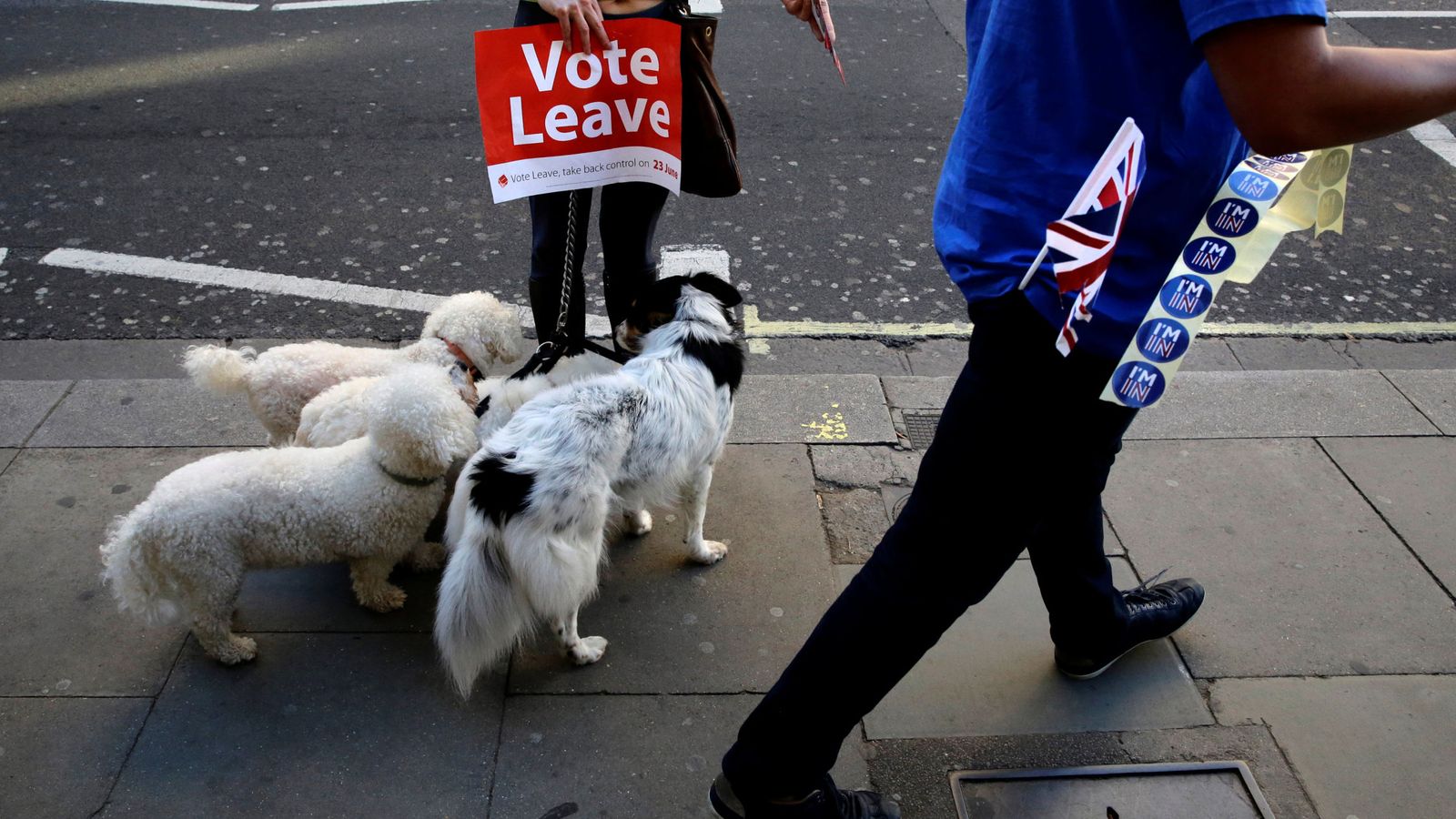 Foto: Miembros de la campaña a favor de la salida en Londres, el 20 de junio (Reuters)