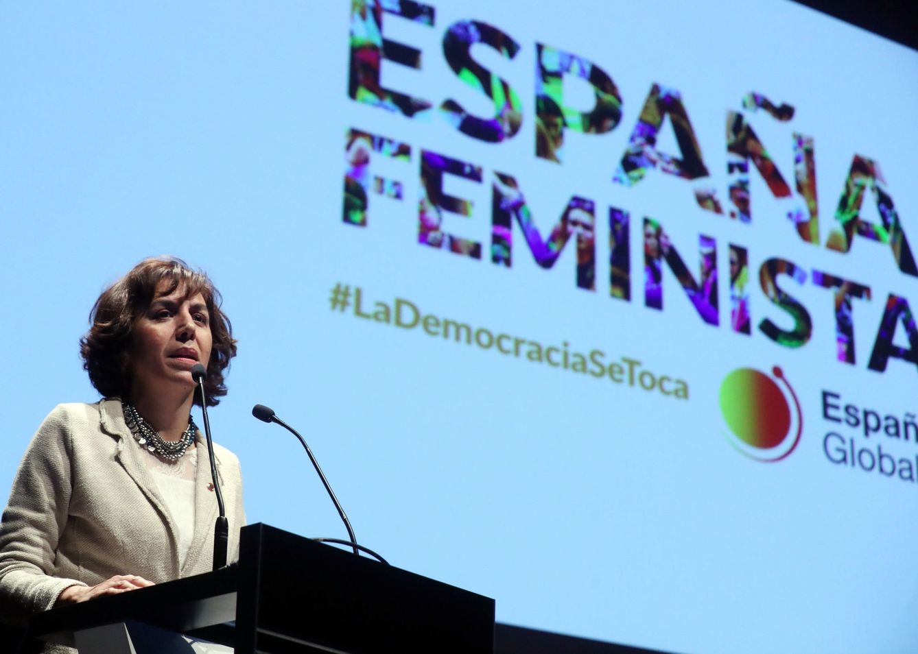  La exsecretaria de Estado de la España Global, Irene Lozano, en la presentación en 2019 de la campaña 'España feminista'. (EFE/Kiko Huesca)