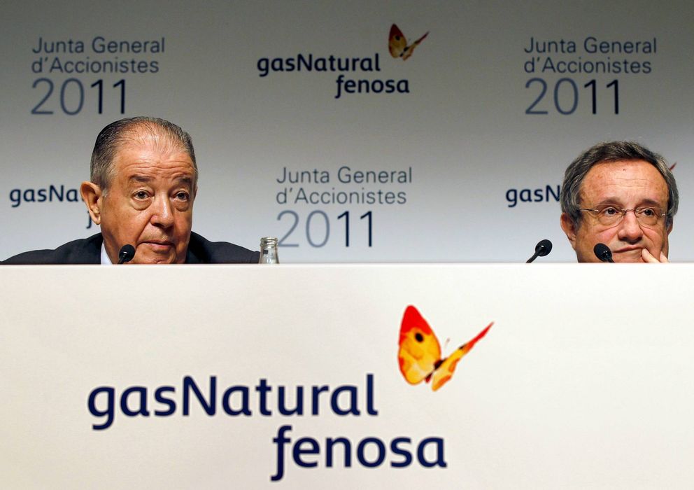 Foto: El presidente de Gas Natural, Salvador Gabarró, y el CEO, Rafael Villaseca (Efe)