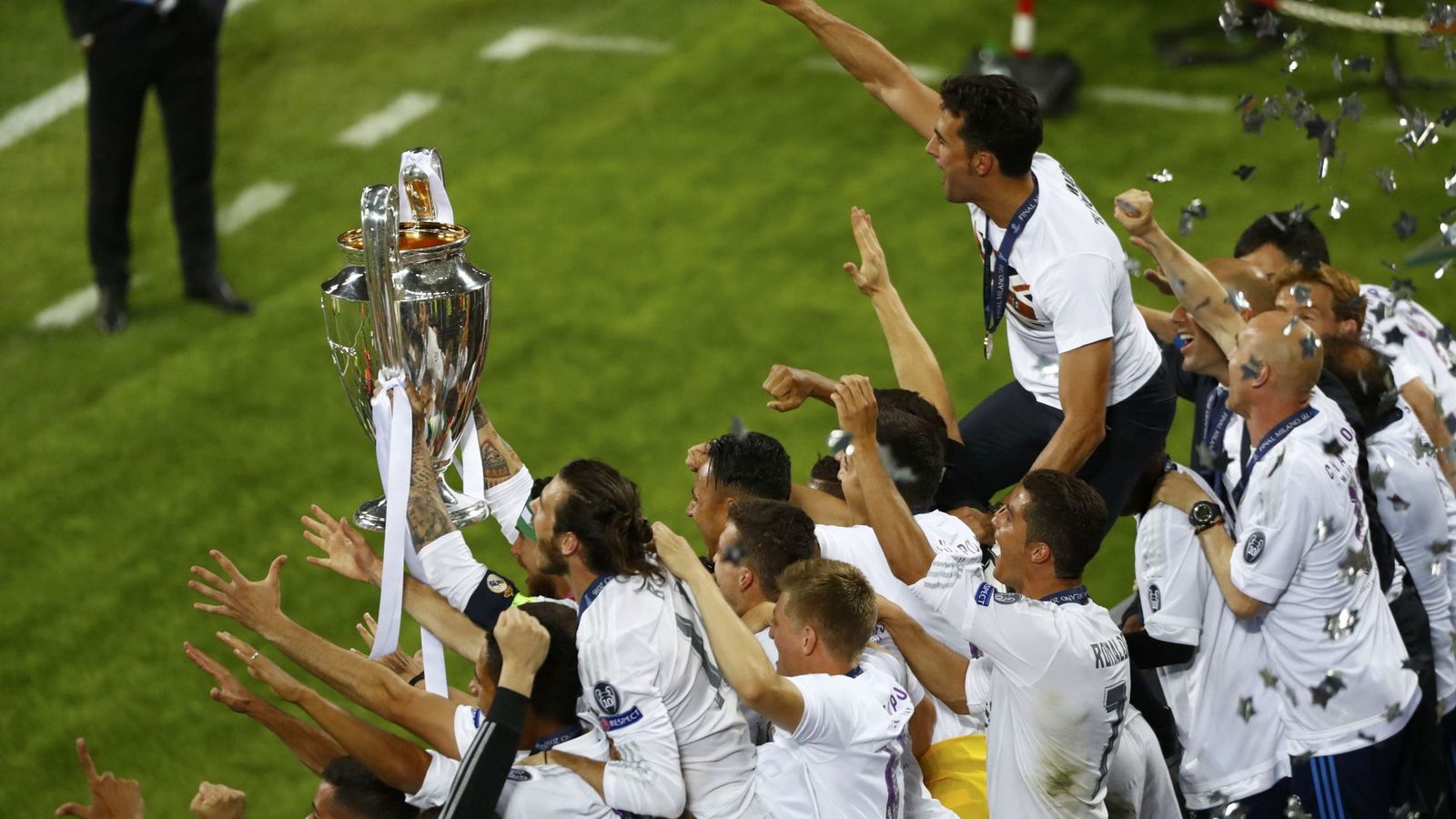 Foto: Los jugadores del Madrid, con la Champions