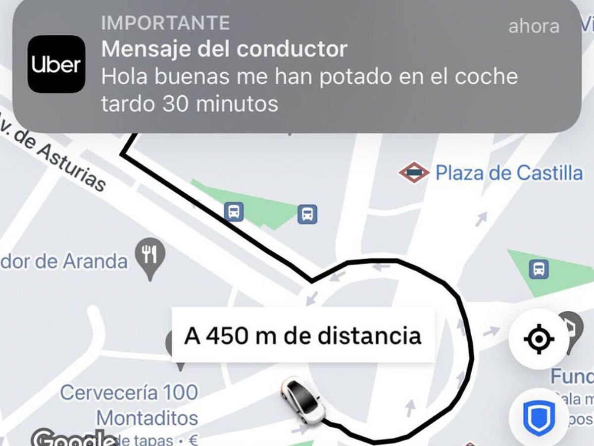 Foto: Solicita un Uber en Madrid y el mensaje del conductor se hace viral en Twitter (Twitter @Hiena_666)