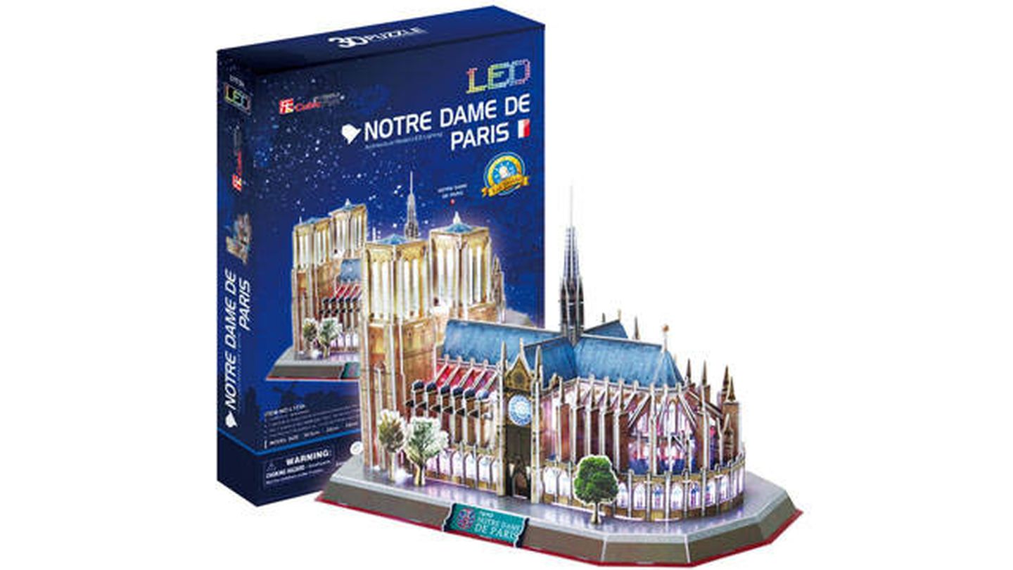 Rompecabezas 3D Catedral de Notre Dame de París con luz LED