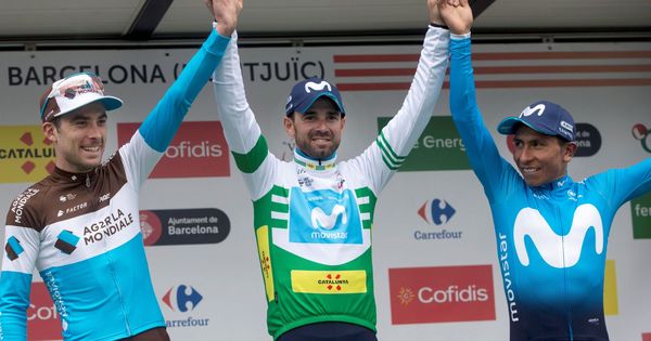 Foto: El podio final de la Volta a Catalunya, con victoria de Alejandro Valverde. (EFE)