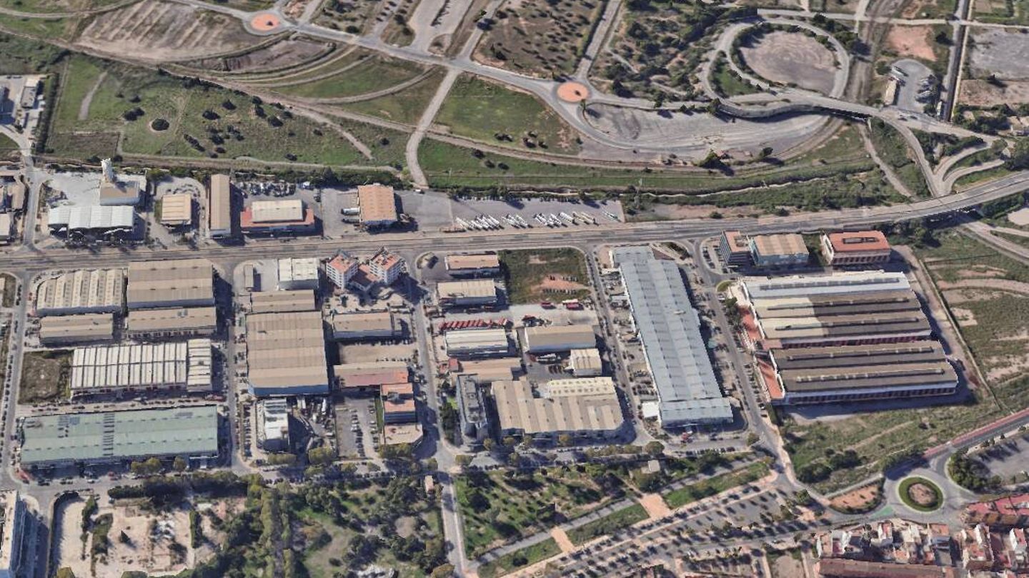 Vista aérea del Polígono de Sagunto en el que se ubican las oficinas a subasta. (Google Earth)