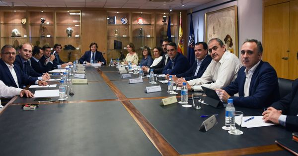Foto: Imagen de la reunión celebrada este martes en el CSD con representantes de ACB y FEB. (CSD)