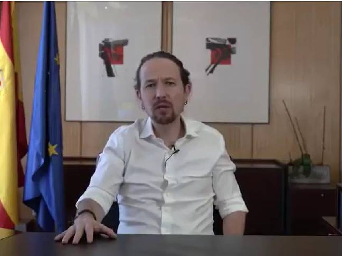 Foto: Momento del vídeo en el que Pablo Iglesias anunciaba su despedida del Gobierno para presentarse como candidato de Podemos a las elecciones autonómicas del 4 de mayo en Madrid. 