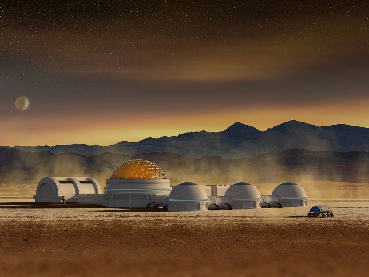 Foto: Una hipotética colonización espacial en Marte. (Claudio Ventrella, iStock)