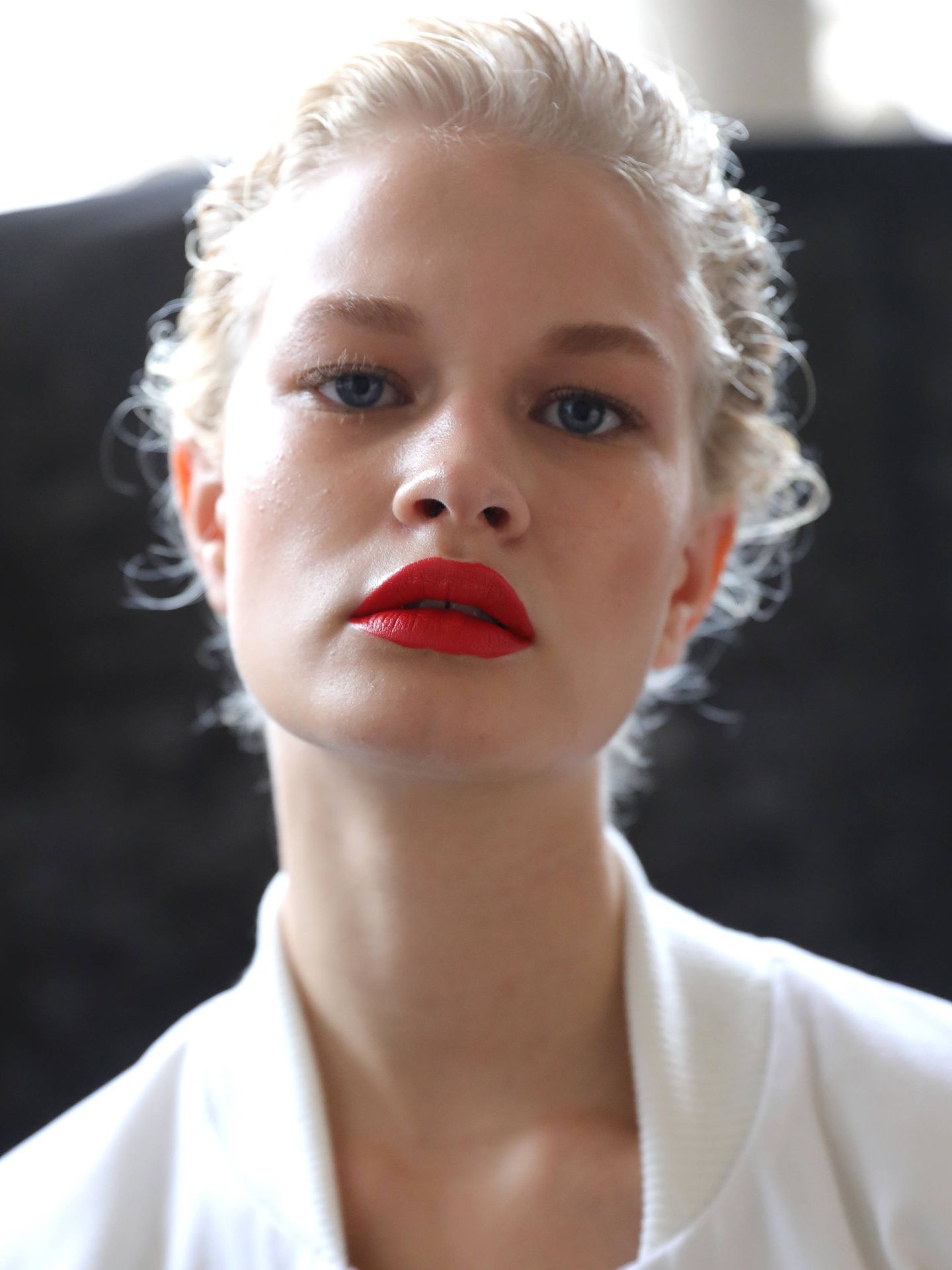 La apuesta beauty de MaxMara en la Milan Fashion Week Spring/Summer 2021 fueron los labios mate como único maquillaje sobre una tez limpia e iluminada. (Imaxtree)