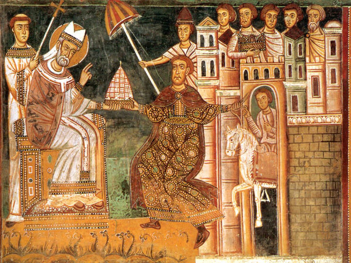 Foto: El Papa Silvestre I y Constantino el Grande en un fresco.