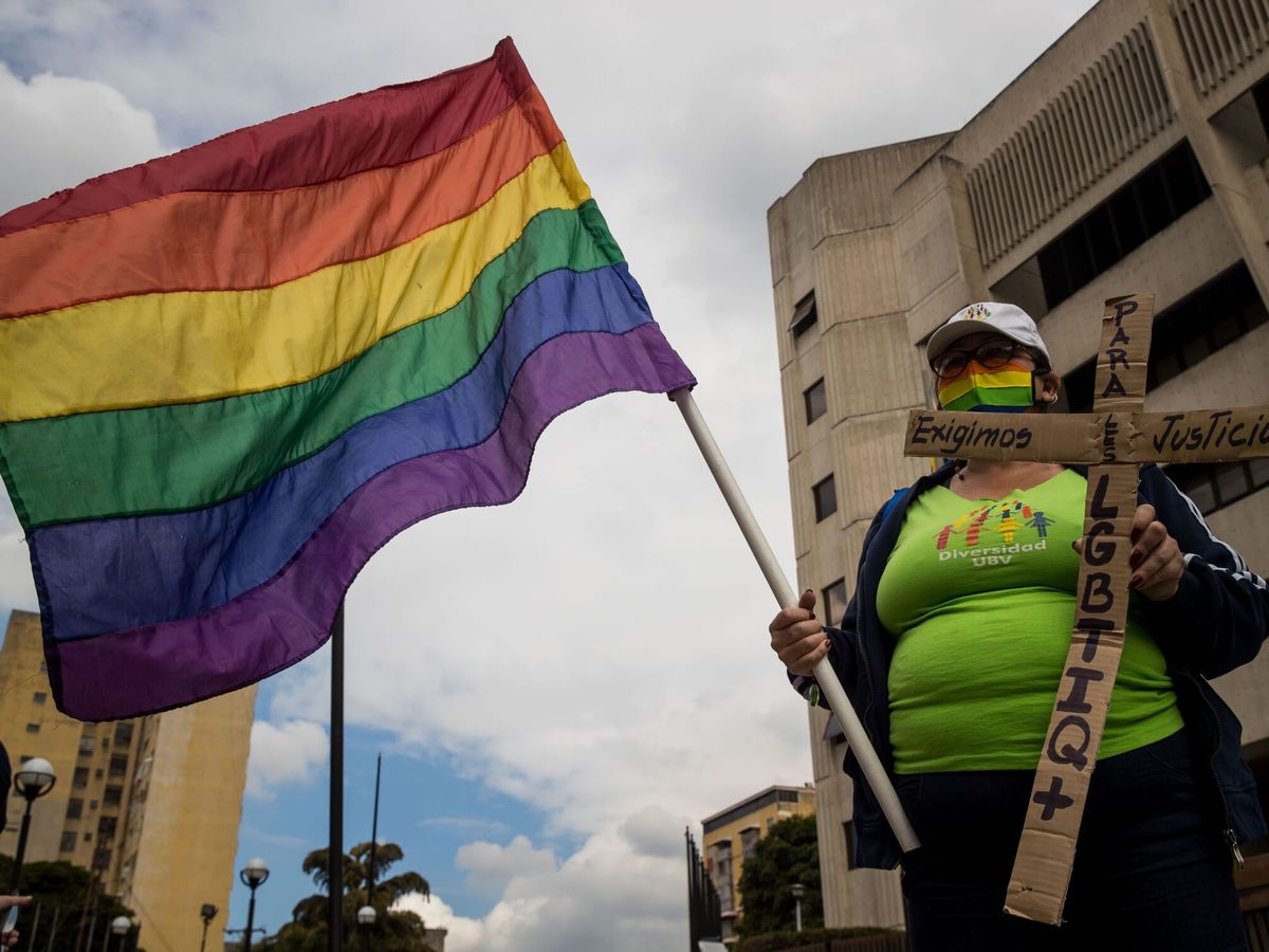 Foto: Una persona ondea una bandera del orgullo LGBT. (EFE/Miguel Gutiérrez)