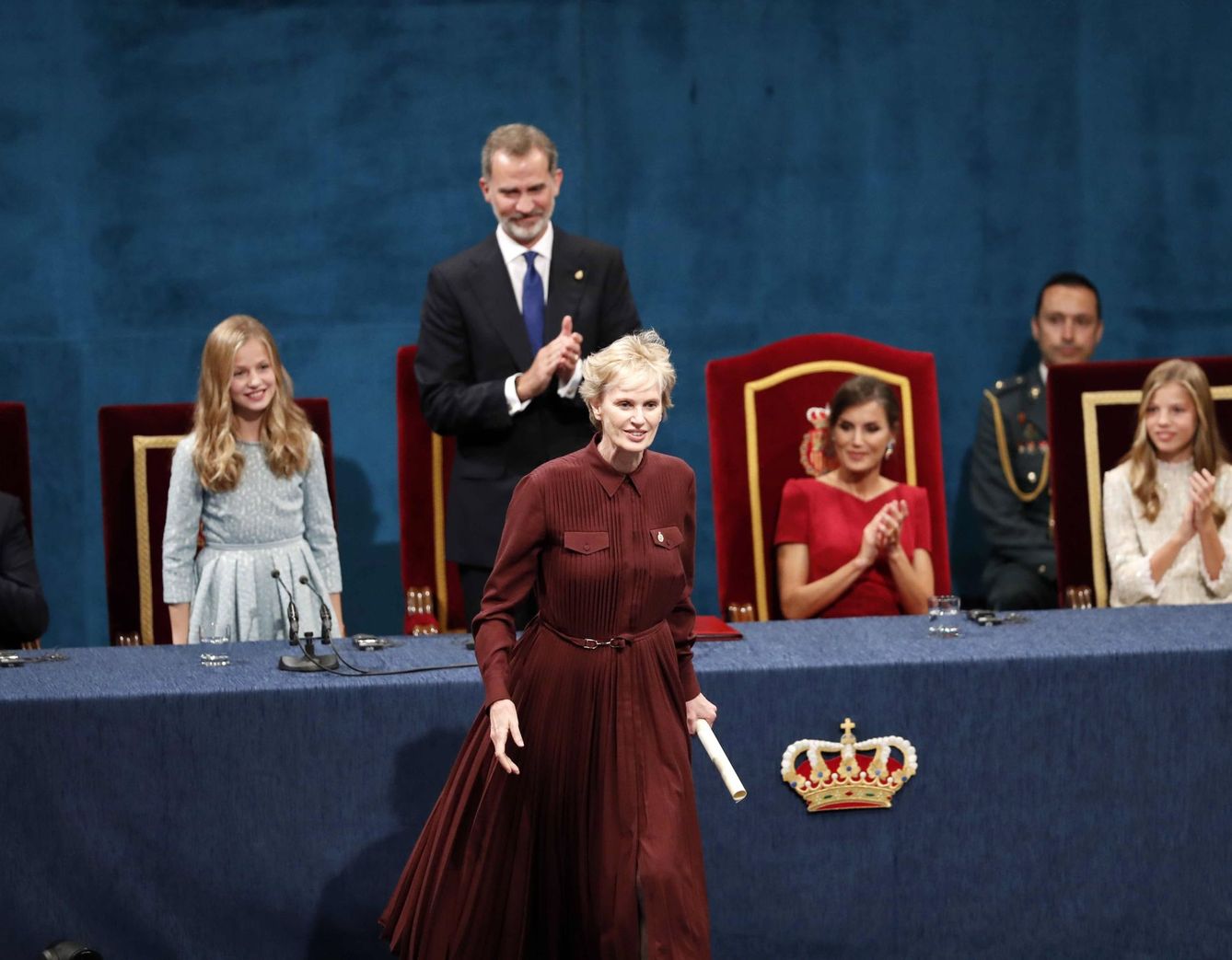 Siri Hustvedt, recogiendo el premio Princesa de Asturias. (EFE)