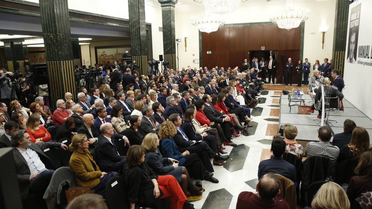 Pedro Sánchez, durante la presentación de su libro 'Manual de resistencia', el pasado 21 de febrero en el hotel Intercontinental de Madrid. (Inma Mesa | PSOE)