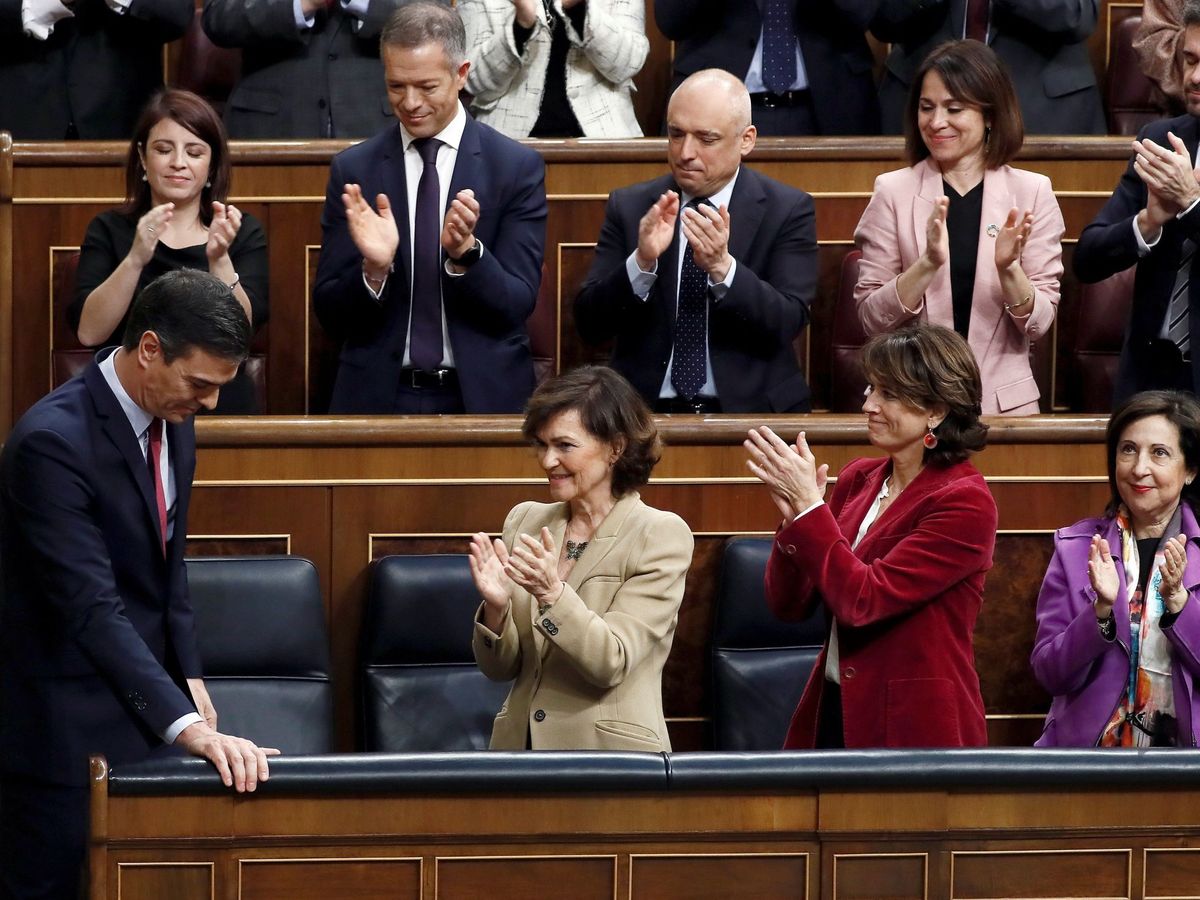 Foto: El presidente del Gobierno, Pedro Sánchez, tras su intervención este martes en el Congreso. (EFE)
