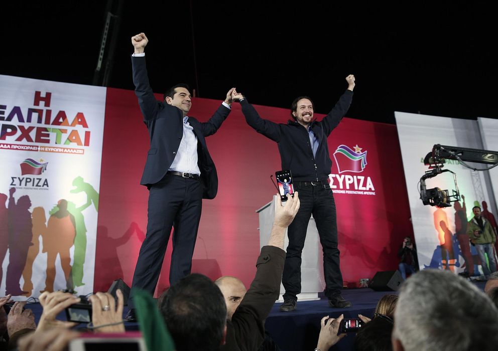 Foto: Alexis Tsipras junto a Pablo Iglesias en un mitin en Atenas (Reuters)
