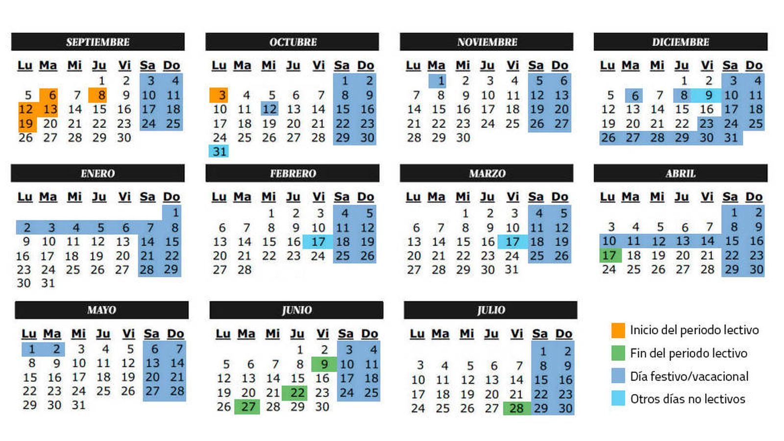 Foto: Calendario escolar del curso 2016-2017 en la Comunidad de Madrid (C.Castellón)