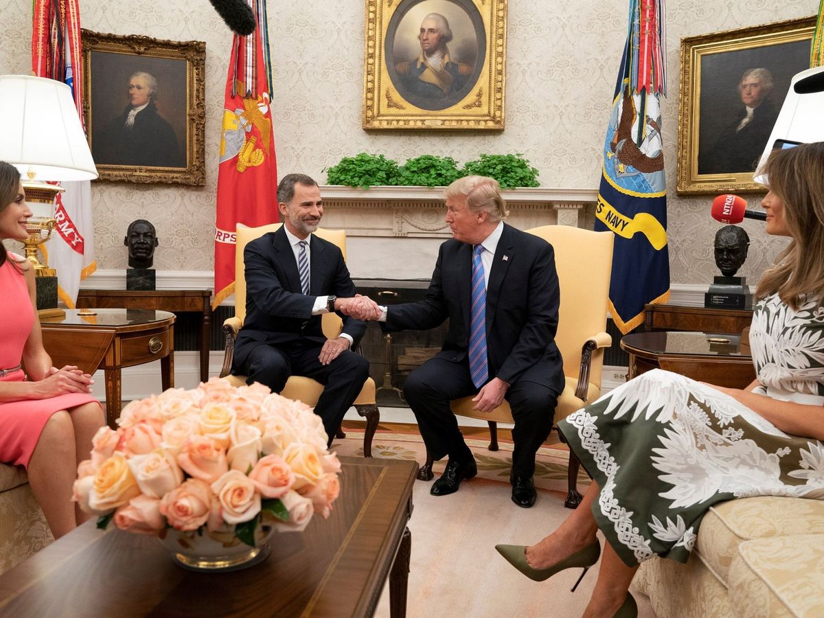 Foto: Los Reyes y los Trump en una visita previa en 2019. (EFE)